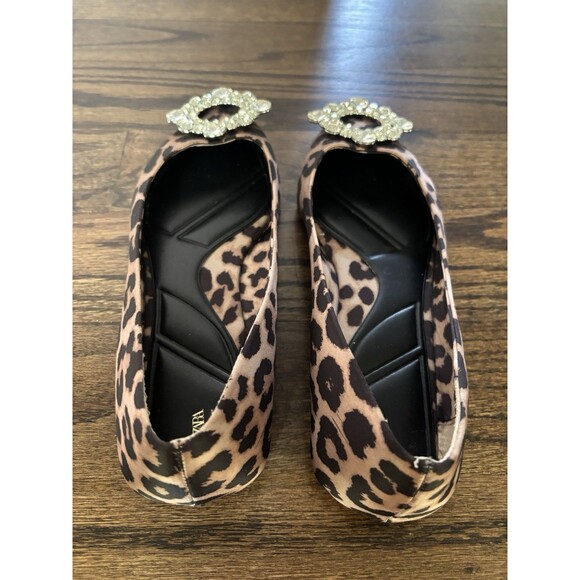 Zara EMBELLISHED ANIMAL PRINT BALLET FLATS Size 38 Rhinestone - Picture 4 of 7